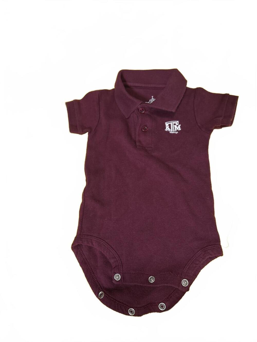 Texas A&M 0-3Mo Fan Onesie Golf Shirt